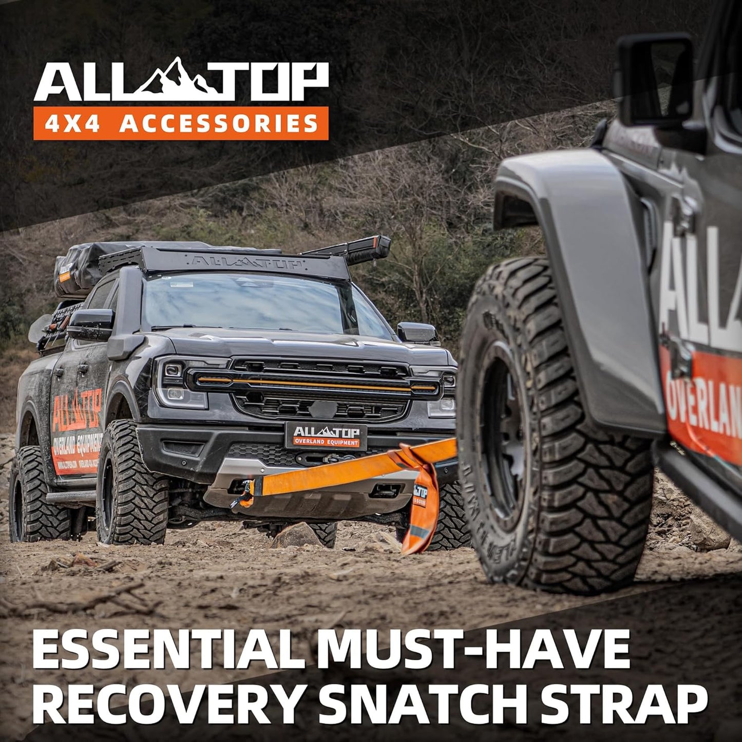 Recovery Snatch Strap, 4In X 30Ft - 46500Lbs, Extreme Duty 100% Nylon Kinetic Towing Recovery Strap with 22% Elongation & Reinforced Loops
