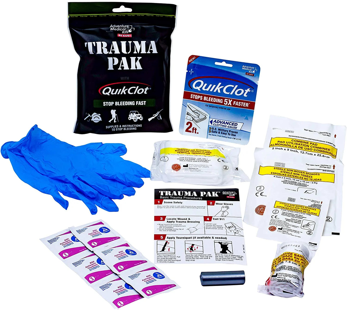 Trauma Pak with Quikclot, First Aid Kit, 1 Pack