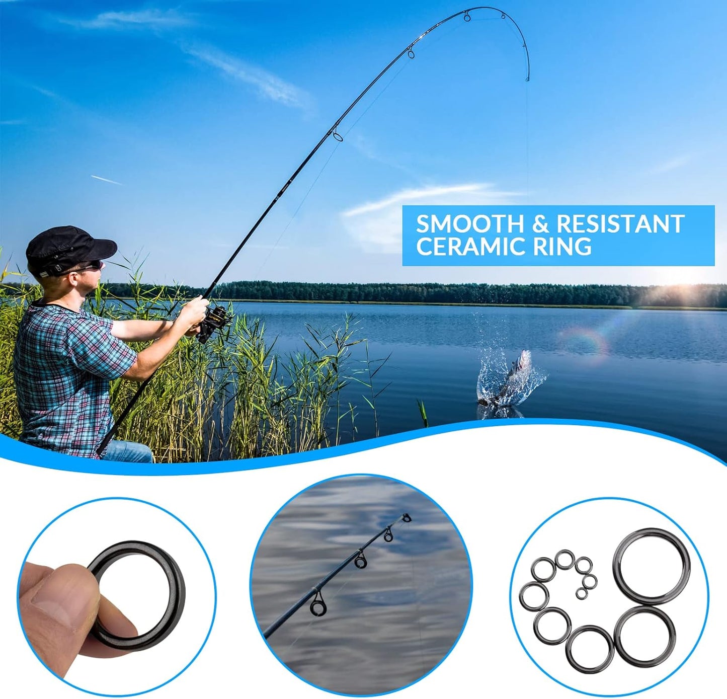 Rod Repair Kit Rod Tip Repair Kit Ceramics Tips Stainless Steel Carbon Spinning Rod Guides Fishing Rod Repair Kit 35Pcs / 75Pcs / 40Pcs