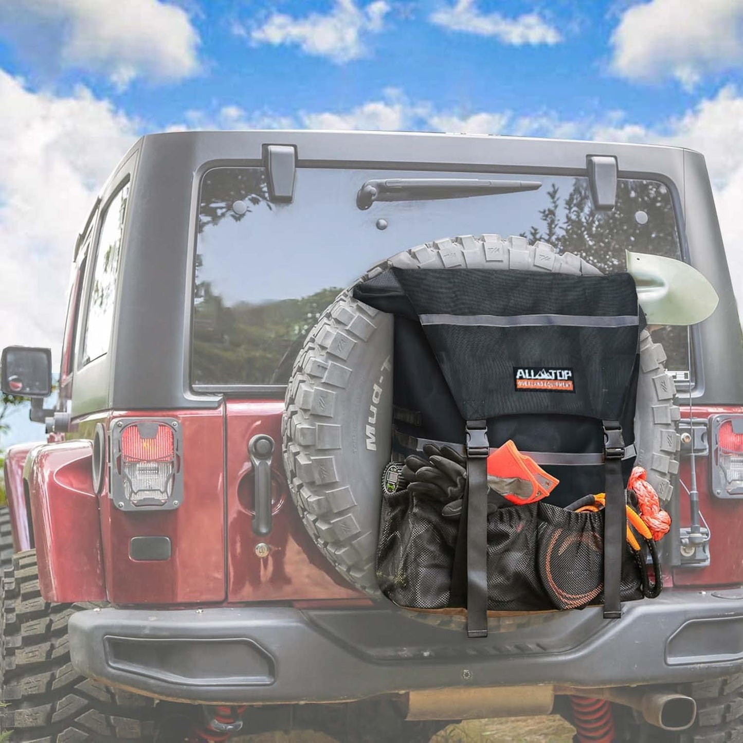 Spare Tire Trash Bag, Heavy Duty Truck Tailgate Trash Bag, Cargo Storage Bag for Jeep, Truck, SUV or Car, Fit up to 40'' Tire (Carbon Black)