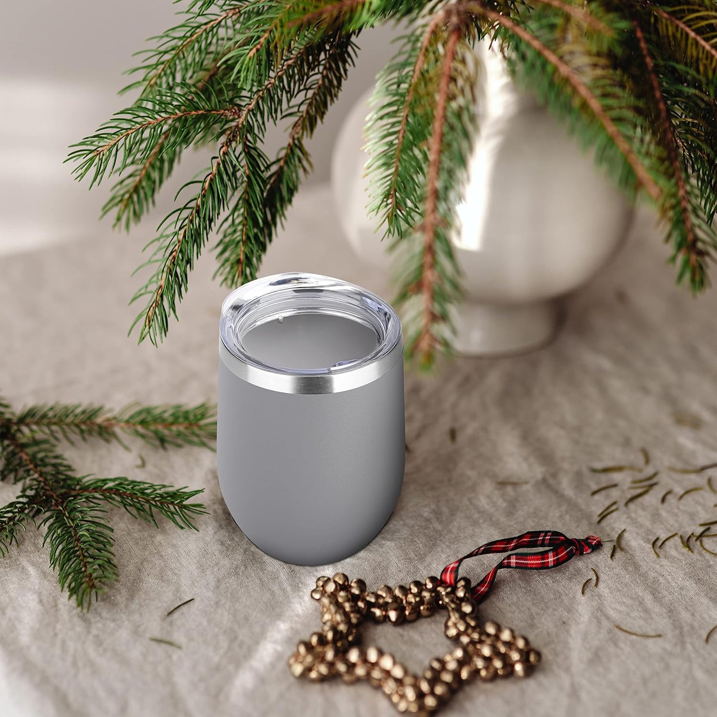 Stainless Steel Wine Tumbler Bulk with Lid, Personalized Insulated Tumblers Set, 12Oz Travel Coffee Cups Pack of 1, Gray