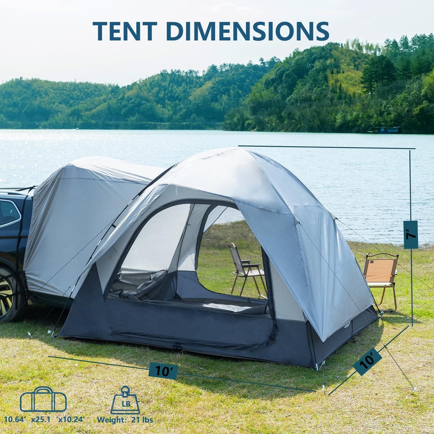 6 Person SUV Tent for Camping, Double Layer Pu3000Mm and UPF 50+ UV Waterproo...