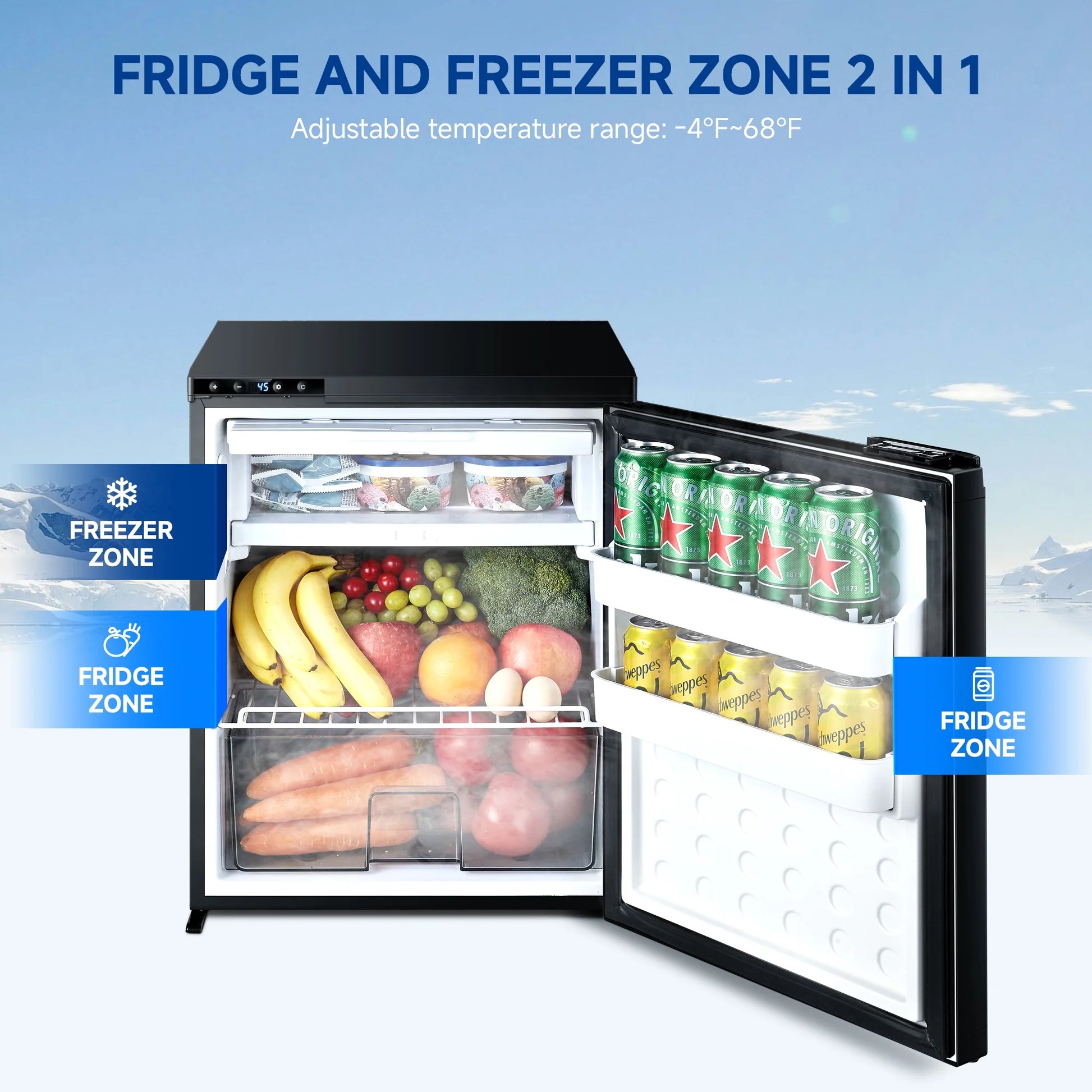 BODEGA 68 Quart 12 Volt Car Refrigerator 24V DC Portable Car Fridge RV Freezer for Outdoor Camping Travel
