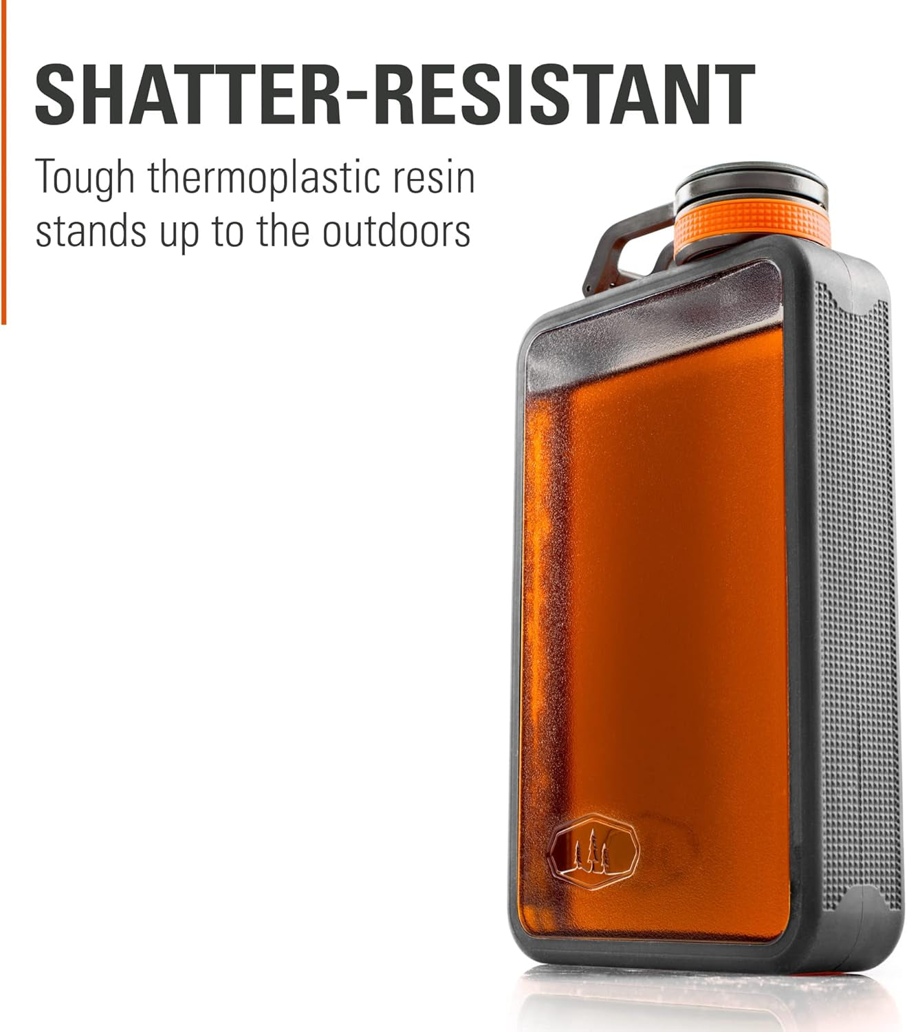 Boulder Flask, Shatter-Resistant, Leakproof Hip Flask with Clear Body & Silicone Grip, Bpa-Free Bottle for Hiking, Camping & Travel
