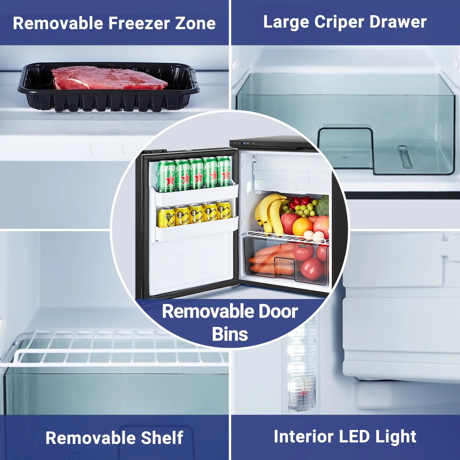 BODEGA 68 Quart 12 Volt Car Refrigerator 24V DC Portable Car Fridge RV Freezer for Outdoor Camping Travel