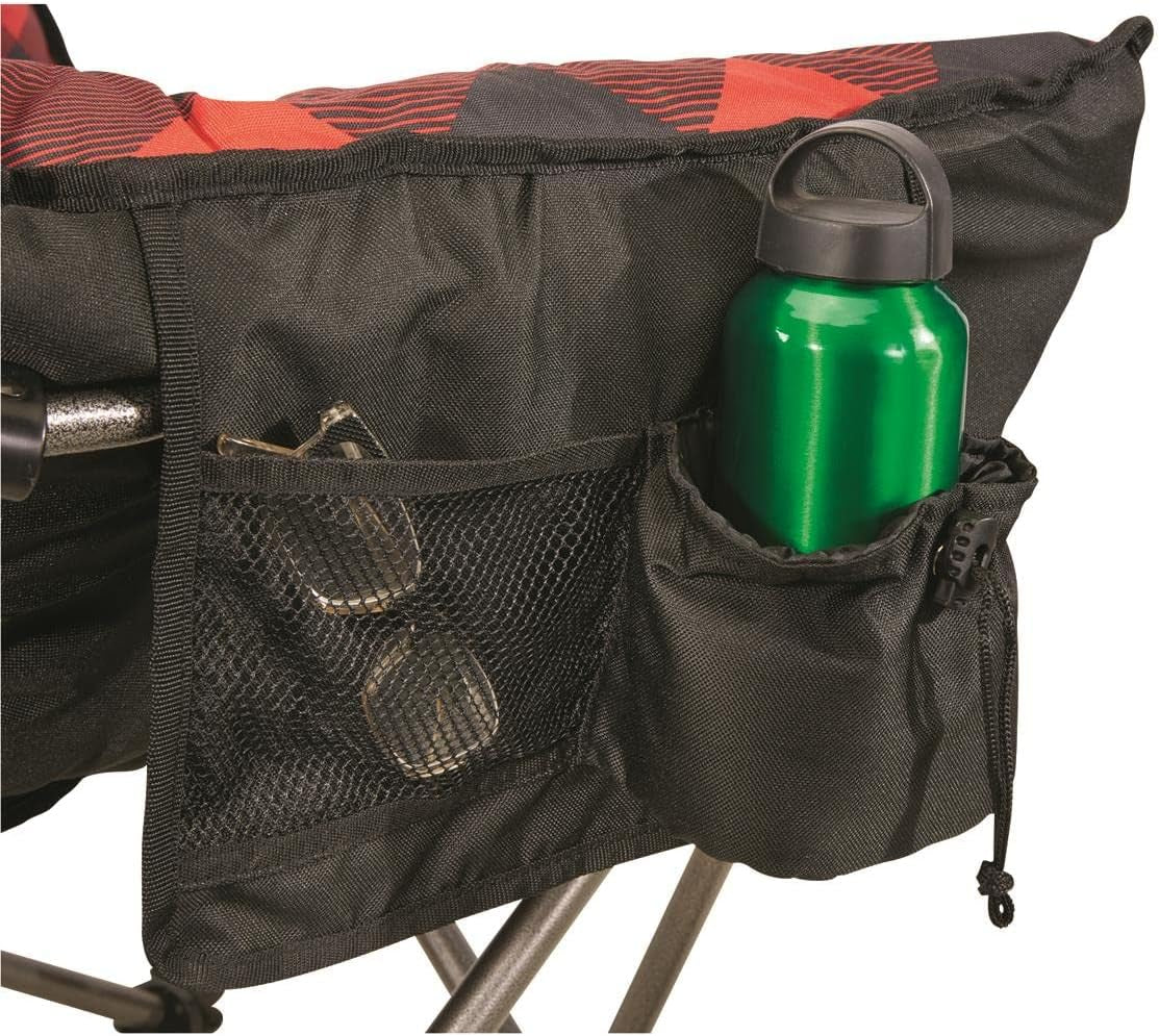 Club Camping Chair, Oversized, Portable, Folding with Padded Seats, 500-Lb. Capacity Red Plaid