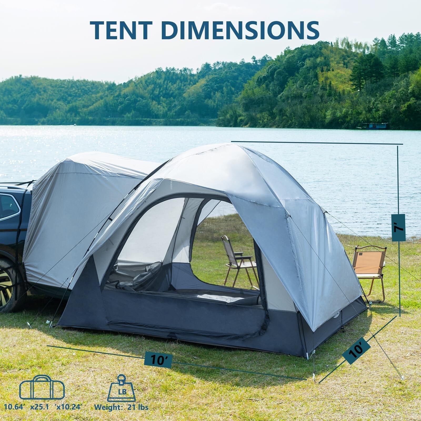 6 Person SUV Tent for Camping, Double Layer Pu3000Mm and UPF 50+ UV Waterproo...