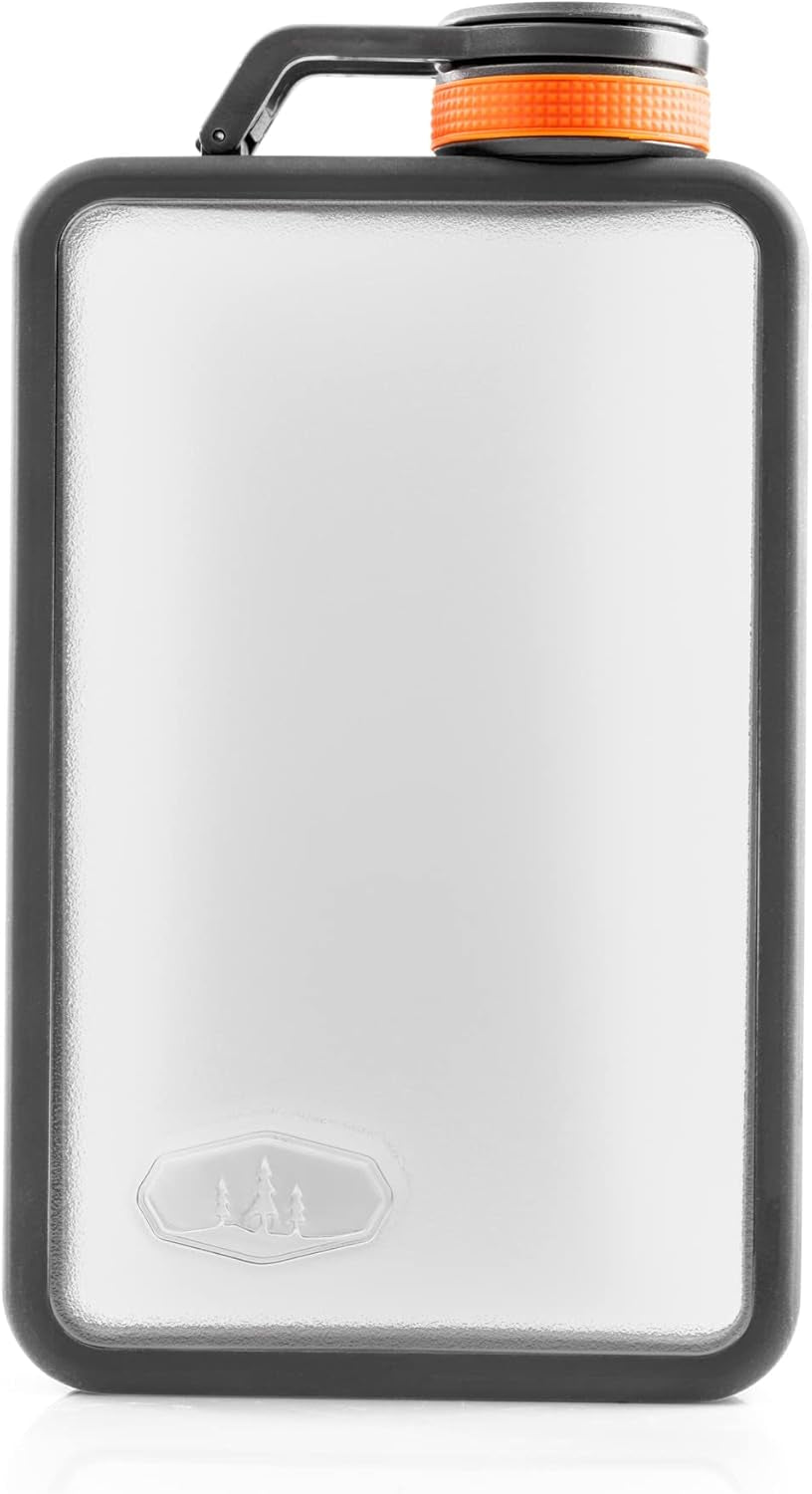 Boulder Flask, Shatter-Resistant, Leakproof Hip Flask with Clear Body & Silicone Grip, Bpa-Free Bottle for Hiking, Camping & Travel